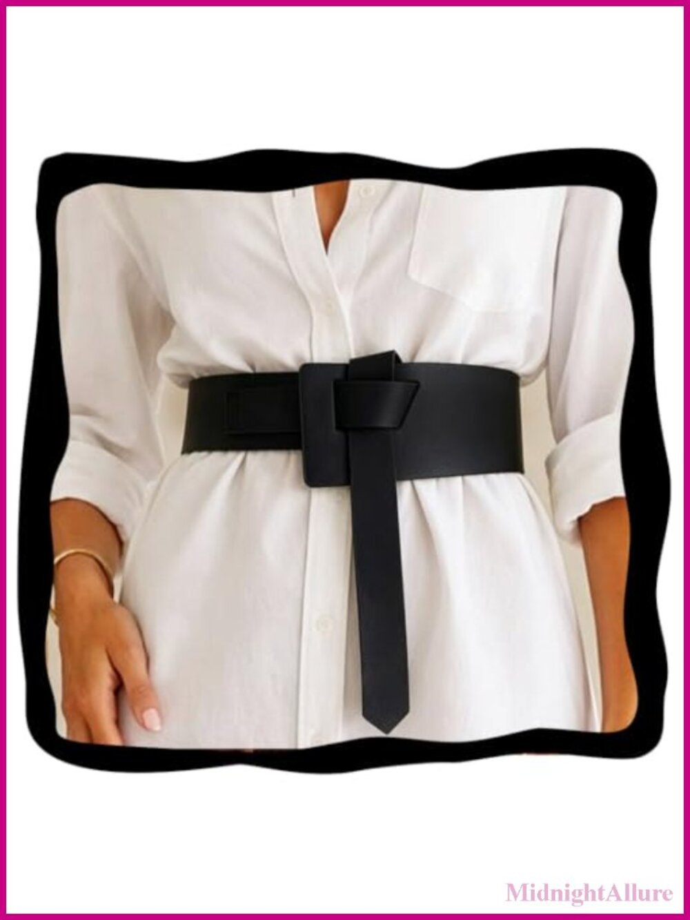 Wide Leather Waist Belt Chunky Statement Tie Knot Fashion Accessory